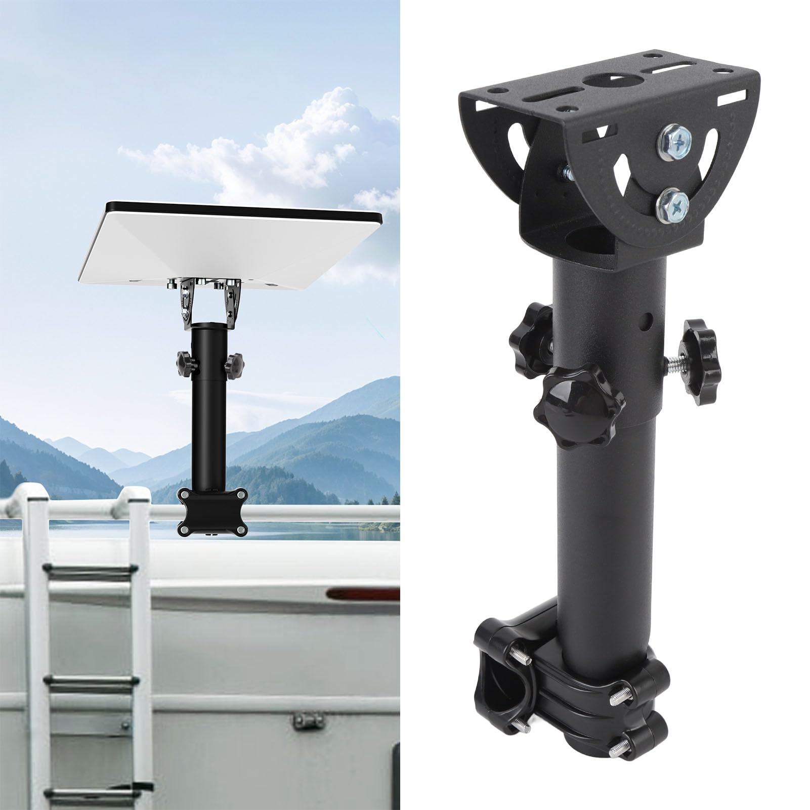 Supporto per Adattatore per Tubo Satellitare Adattatore per Tetto con Inclinazione di 160° in Acciaio Inossidabile Girevole a 360° per Carichi Pesanti per Campeggio