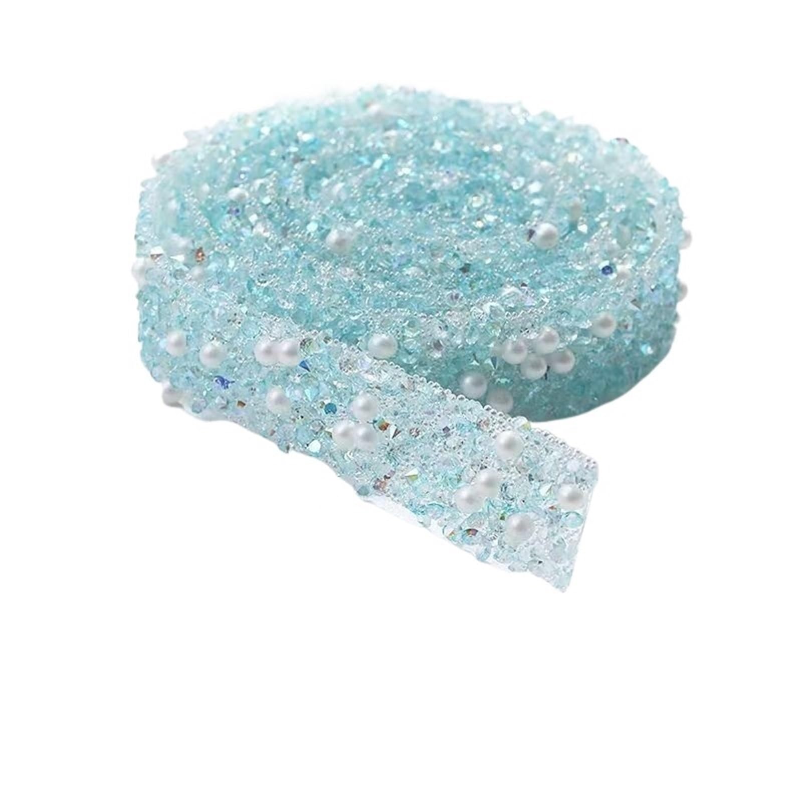 Decorazione per la casa, Rotoli a Colori DIY, Nastro di Nastro di Strass da 5 Metri Nastro di Cristallo Strass Perle Scarpe e Accessori di Abbigliamento(Blue)