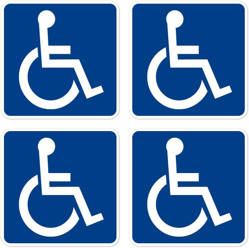dealzEpicWheelchair Sign Handicapped Disabled Sign | Self Adhesive Vinyl Decal Sticker | Pack of 4 Pcs