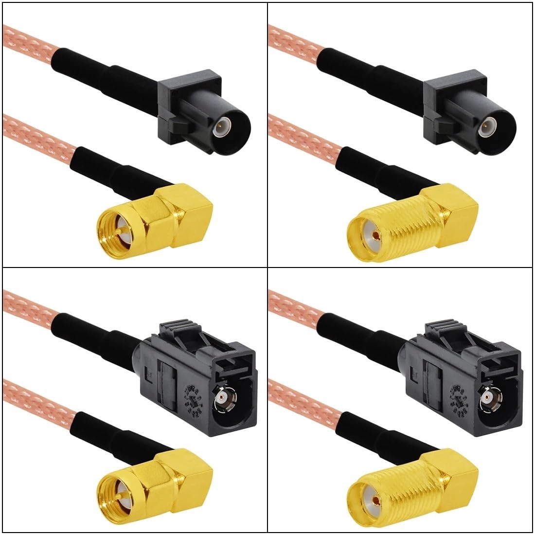 LIHUA elastyczny adapter kablowy Fakra typ A męski żeński czarny do SMA Ja-CK RG316 złącze 15 cm/30 cm/50 cm/100 cm (typ 2,100 cm)