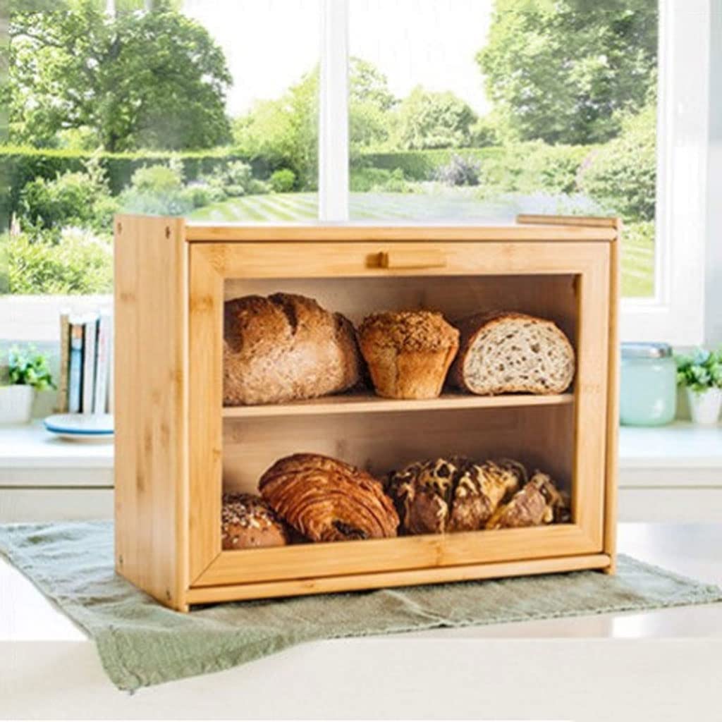 LIOONS Práctica Panera, Panera De Doble Capa, Panera De Cocina, con Ventana Transparente para Mayor Comodidad Y Frescura