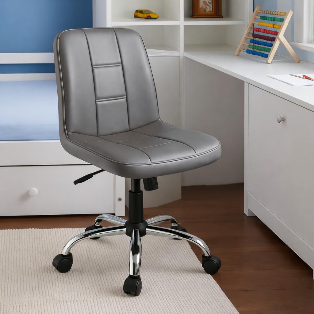 Zidle Unix Study Desk Chair, Height Adjustable Stool, 360? Swivel, Faux Leatherette, Without Armrest, Chrome Base with Wheels| Kids and Adults (Grey) with 2 Years Parts Replacement Warranty-image-38