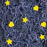 Ethisa Crinkle Cut Paper Shred Filler Navy Blue - Gold Hearts, Gold Stars, and Red Hearts Included -...