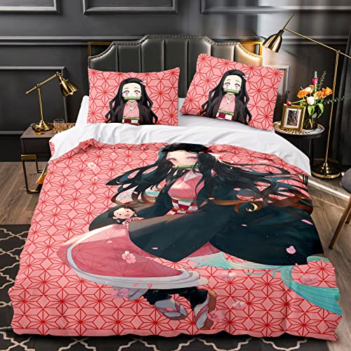 Lerotuki Bedding Sets Anime Room Decor Anime Comforter Cover For Boys Girls Teens Cartoon Twin Size Bed Set 3 Piece Anime Quilt Cover -Includes 1 Duvet Cover & 2 Pillowcases ​ #TOP17