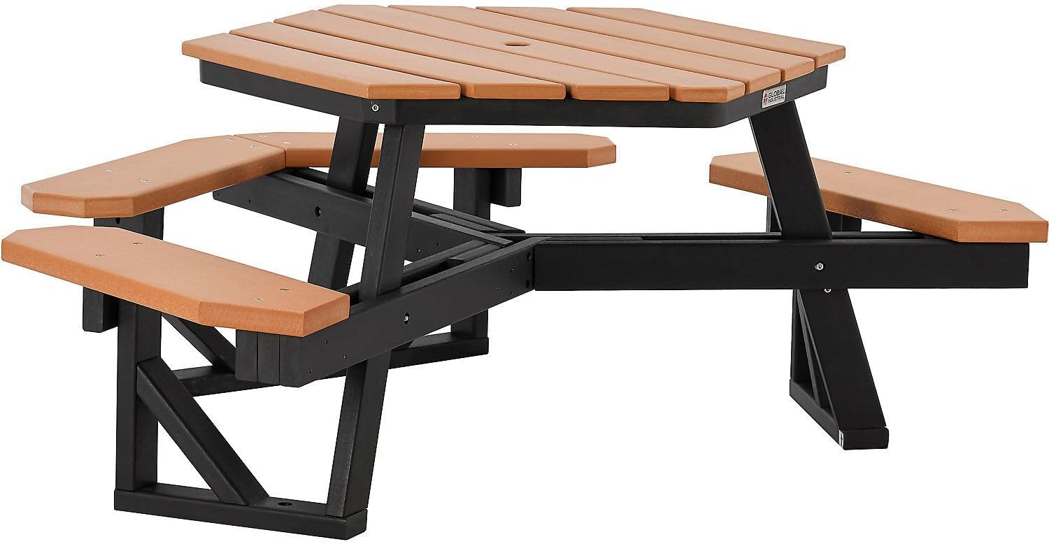 Global Industrial 46" ADA Hexagon Picnic Table Review: Recycled Plastic for Backyard Gardens