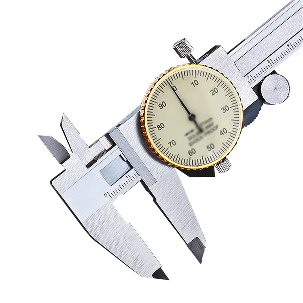 Calibrador de Esfera de Metal bidireccional 0.01 Calibrador a Vernier de Acero Inoxidable de Alta resolución Herramienta de medición de diámetro de Profundidad (A, 200 mm) (A 150 mm)