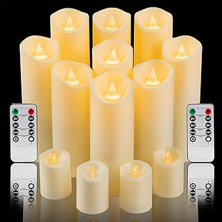 Flameless Candles Battery Operated Candles Flickering Candles with Remote,Votive Candles, 13 Pack Battery Candles LED Candles Thin Pillar Candles,Decorative Realistic Plastic Candles with10-Key Timer