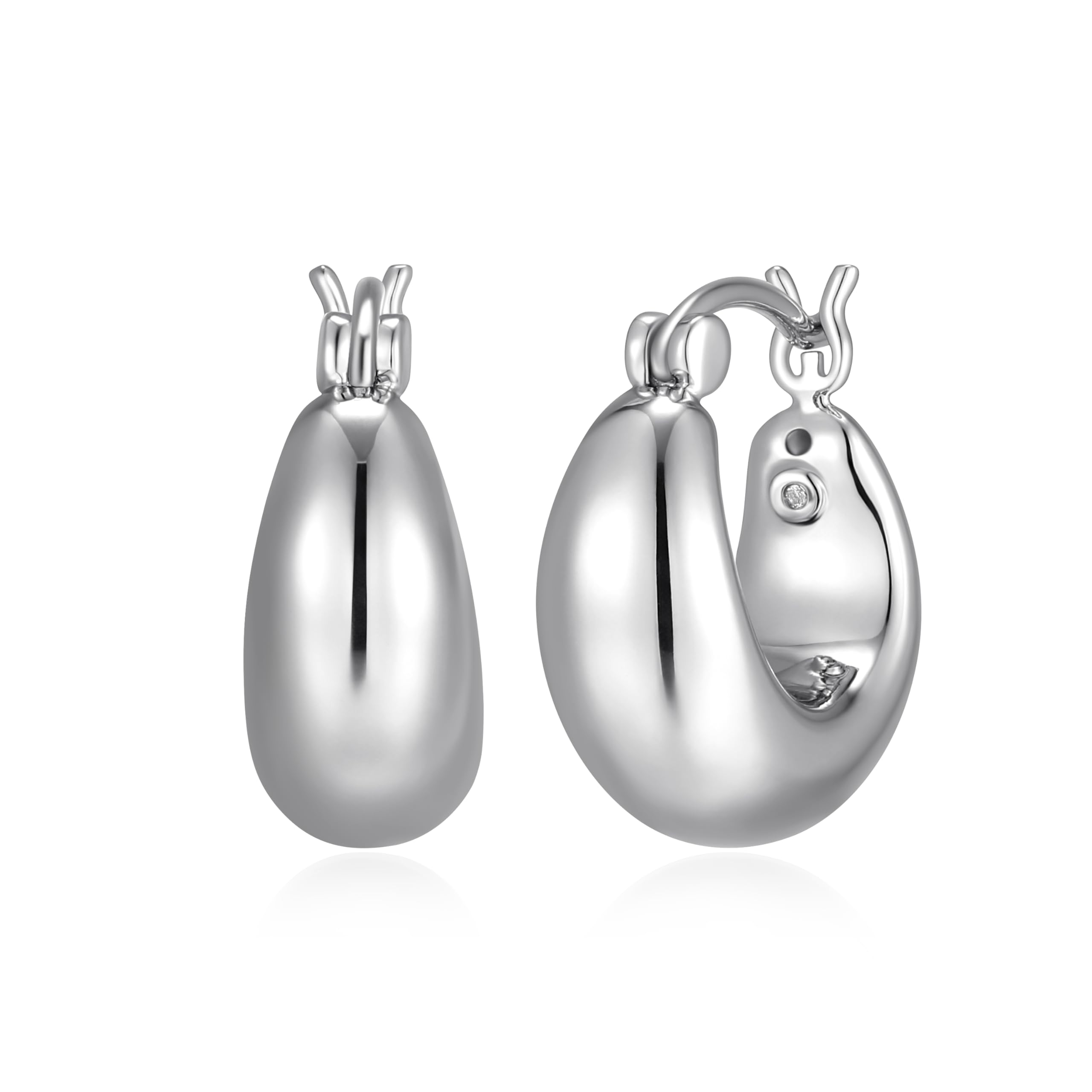Amazon Essentials Bold Hoop Earrings for Women - Fine Silver Plated, Trendy Jewelry