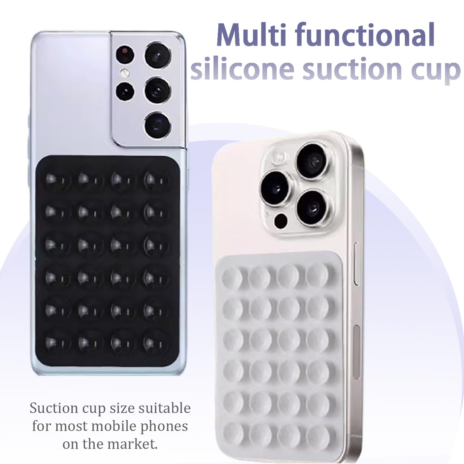 4 Ventose In Silicone Per Telefono | 2 Nere E 2 Trasparenti, Adesive E Riutilizzabili Per Tutti I Modelli