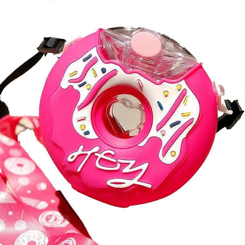 JOYHAPPST 380ml Donut Water Bottle with Straw for Kids, Toddler Drink Bottle for Outdoor and School