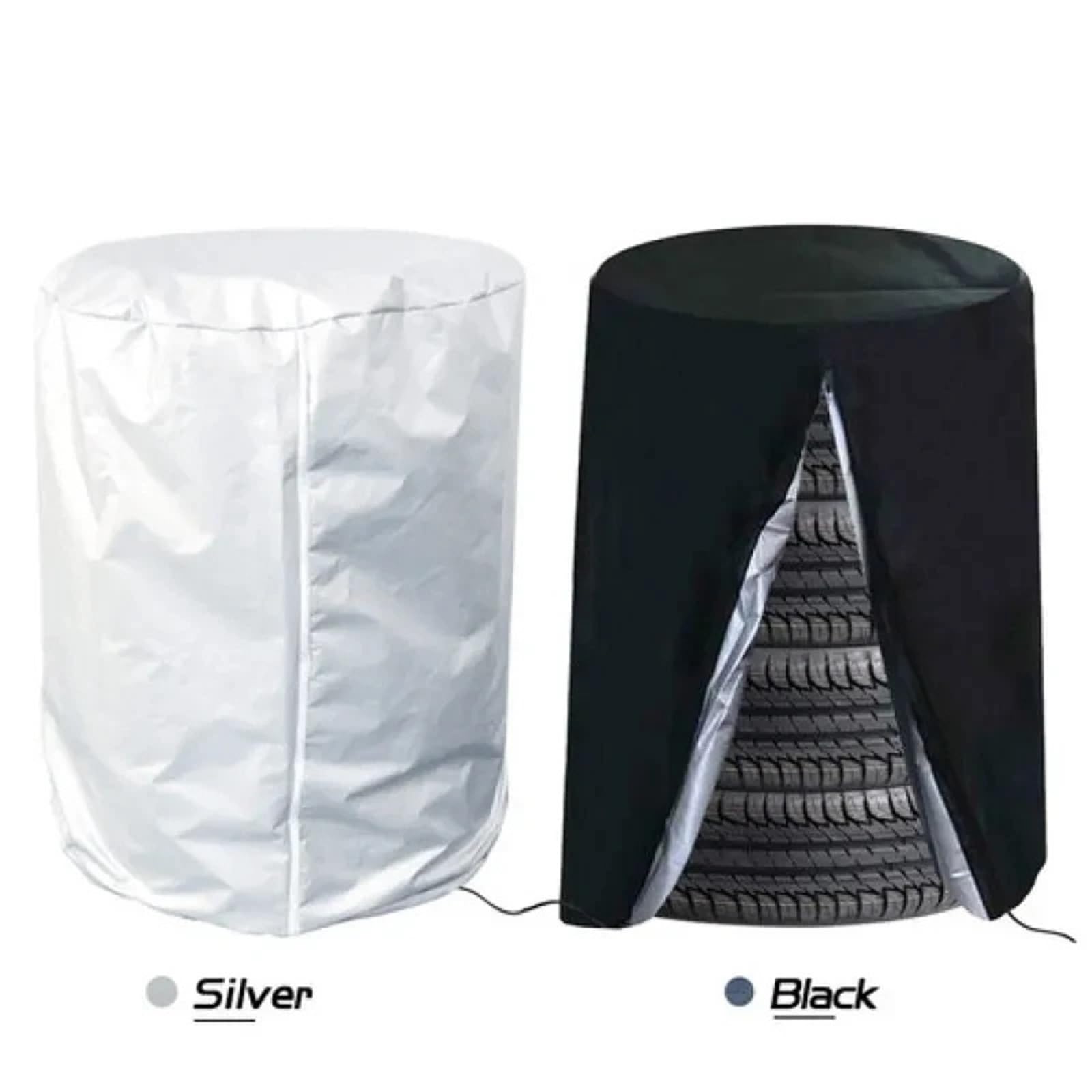 Borsa Pneumatici Copertura for Pneumatici for Auto, capacità 4 Pneumatici, Borsa portaoggetti in Poliestere 210D, Grande capacità, for Esterni(Silver73x110cm)