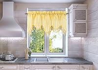 Vista 15 de Cenefa de cortina de ventana de cascada de seda sintética sólida con flecos de 55 x 18 pulgadas, ondulado (1, negro)