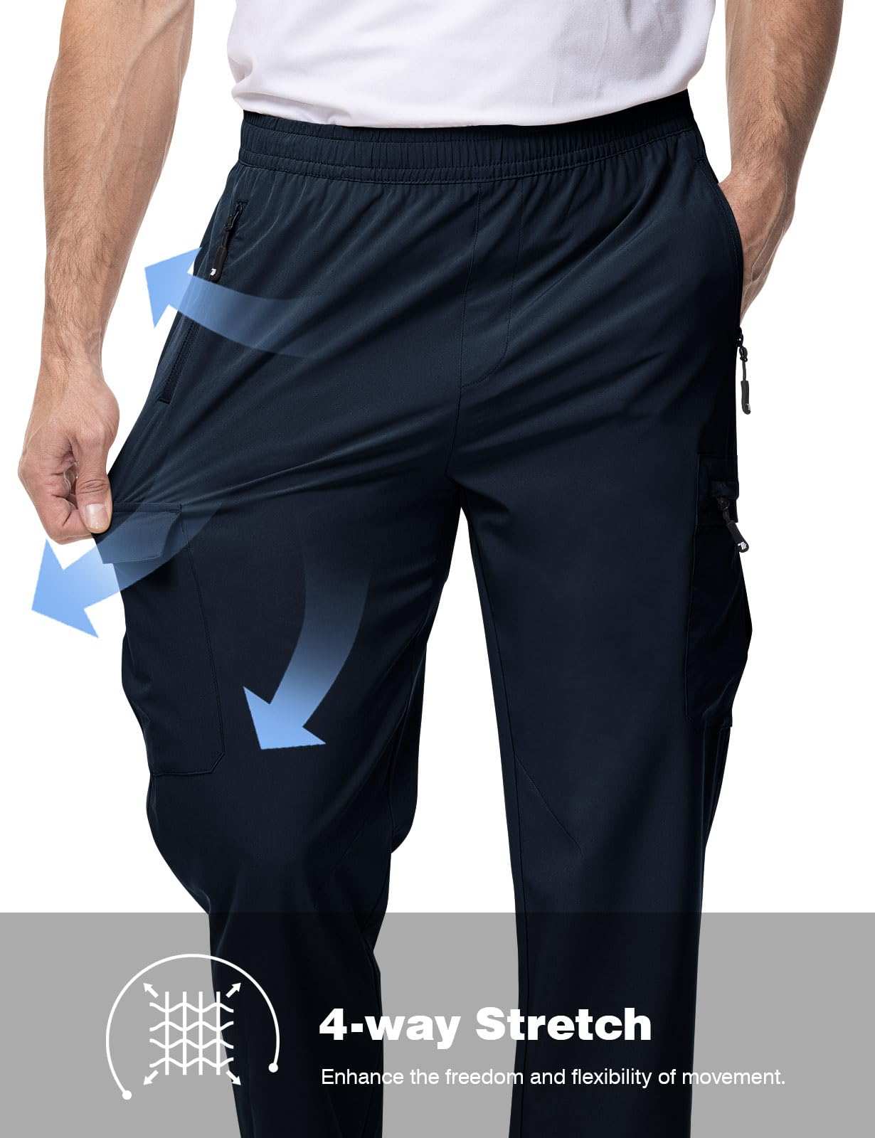 Rdruko Pantaloni da uomo leggeri per attività all'aria aperta, con elastico in vita, ad asciugatura rapida, idrorepellenti, elasticizzati, per escursionismo, viaggi, passeggiate, lavoro, campeggio
