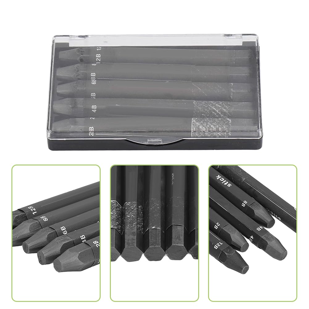 Set di Bastoncini di Grafite, Bastoncini di Grafite Compressi, Confezione da 5 Pezzi per Artisti e Matite per Ombreggiatura, Disegno, Schizzi, Ombreggiatura, Carboncino