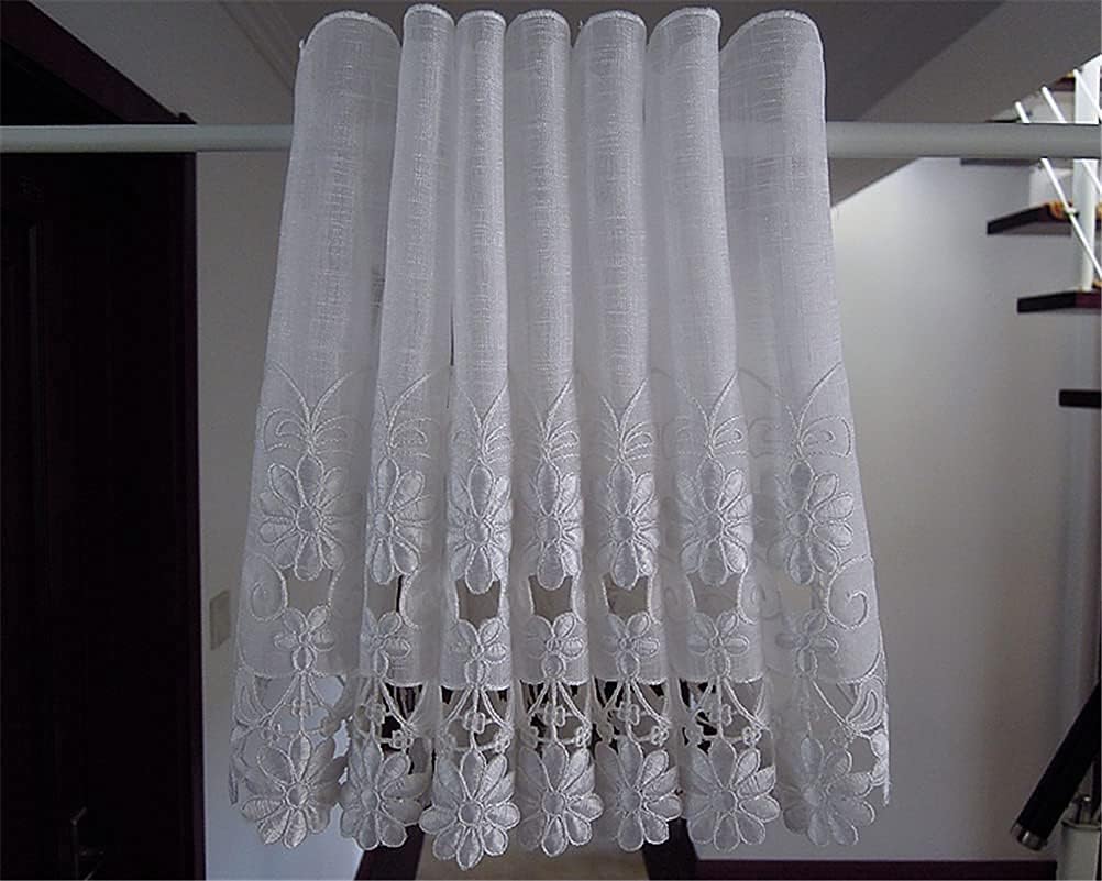 Short Curtains, Blackout Curtains, Curtain Voile Hollow Embroidery Curtain Kitchen Door Corridor Short Curtain Modern Style Transparent Panel Curtain 1 Piece,150x60cm Home Kitchen Decor Short Curtain