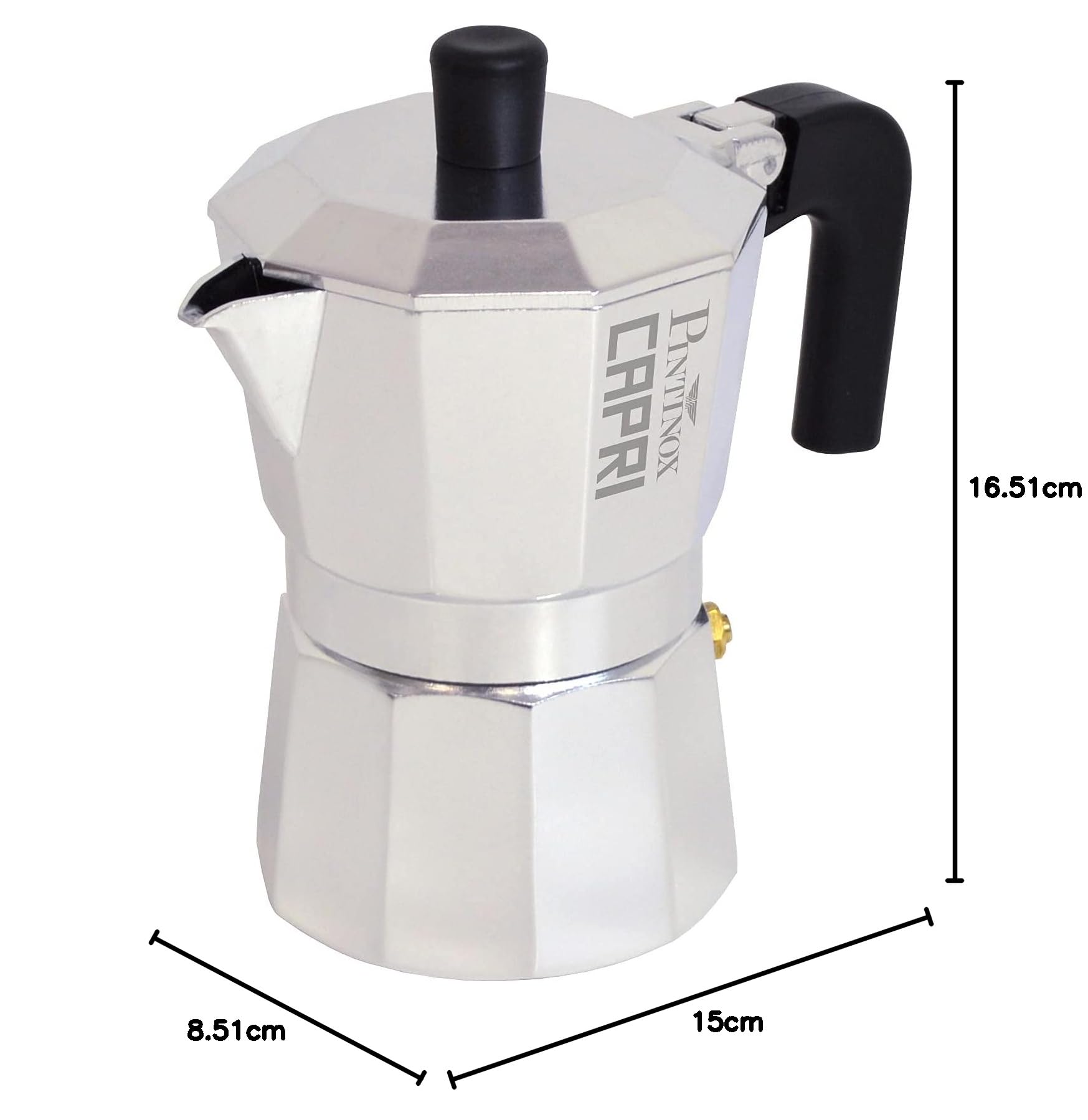 Pintinox Coffee maker Moka 3 cups Capri model in aluminium, anti