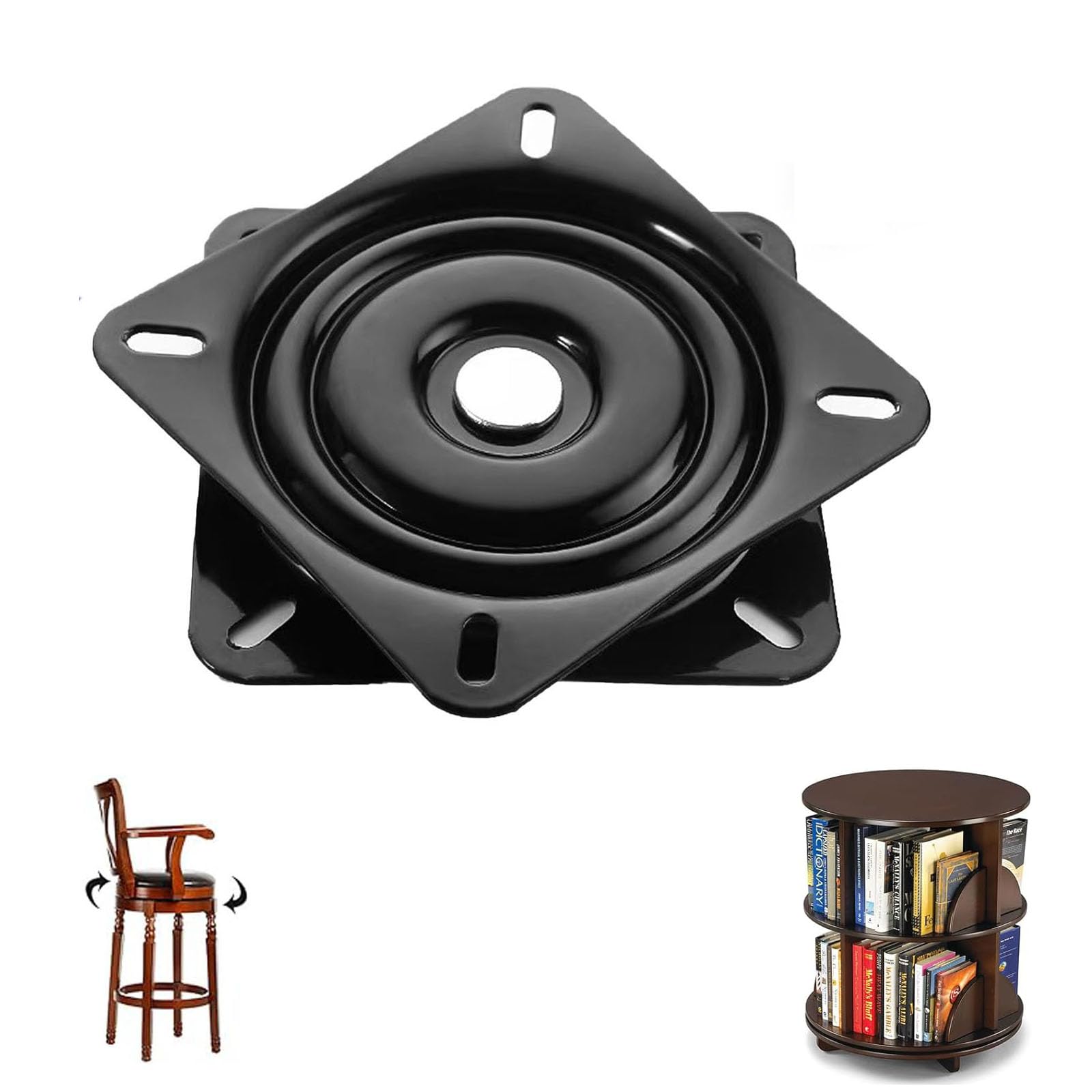 Mécanisme Pivotant Carré, Plateau Tournant Roulement à Billes, Table Tournante de Chaise Pivotante, Capacité de Charge 200kg, pour Chaises, Tables, Étagère à Livres (6 Pouces)