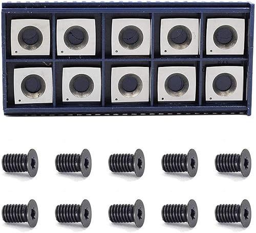 2" Face Radius R-1.969 in Insertos de corte de carburo de trabajo de madera (radio de esquina de 15 x 15 x 2.5  4 bordes, paquete de 10 con 10