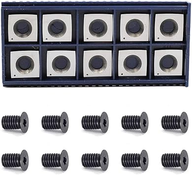 2" Face Radius R-50mm Wood Working Carbide Cutter inserts15X15X2.5-4 edge corner radius,Pack of 10 with 10pcs Screws, Fits Planer/Helical Cutter Head and Wood Turning Tools