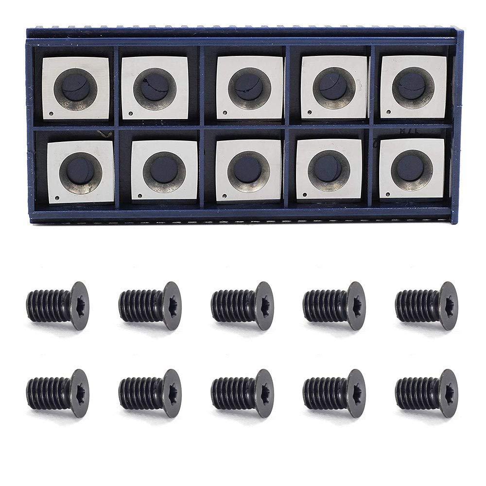 2" Face Radius R-50mm Wood Working Carbide Cutter inserts(15X15X2.5-4 edge corner radius,Pack of 10 with 10pcs Screws, Fits Planer/Helical Cutter Head and Wood Turning Tools