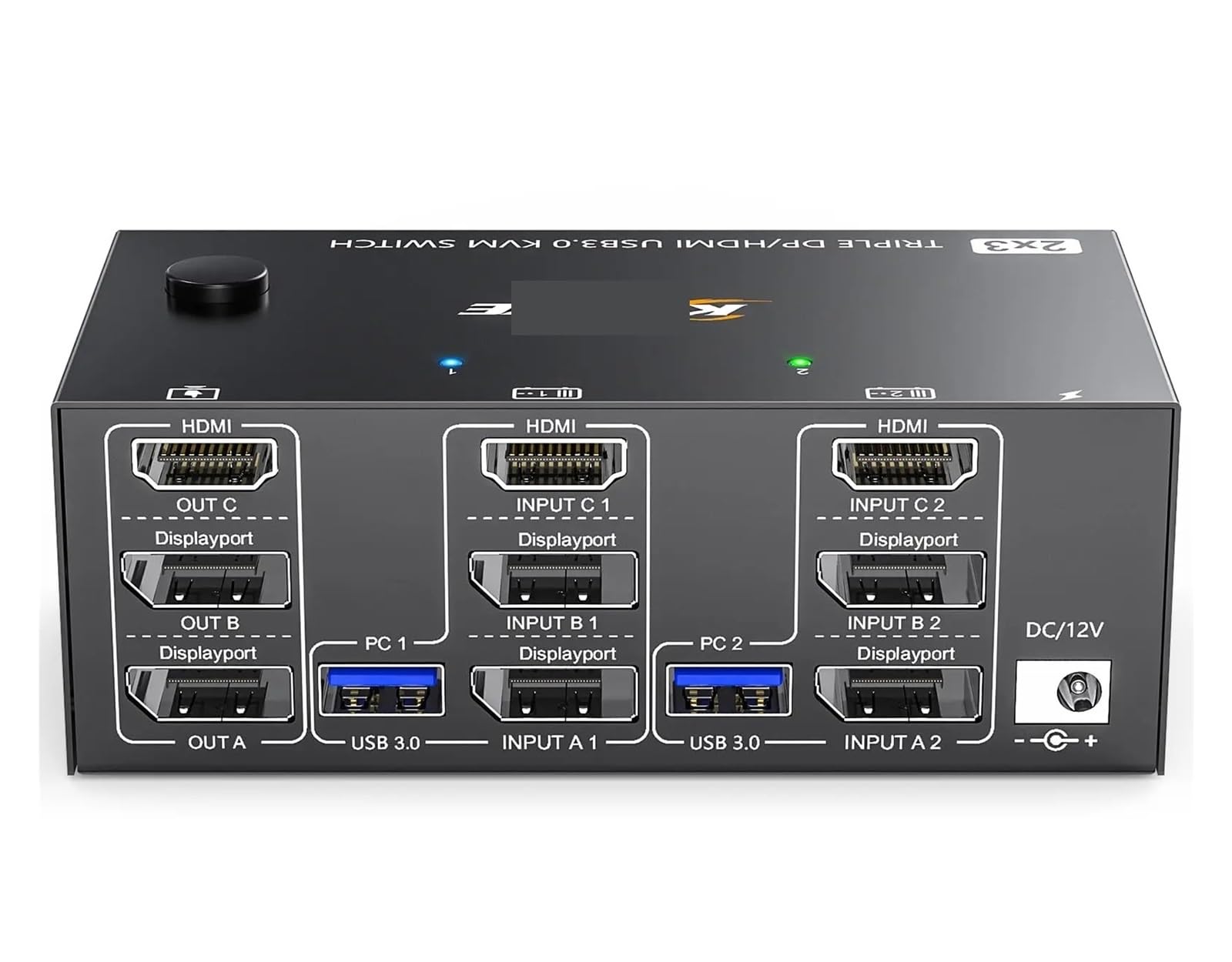 8K@60Hz HDMI KVM Switch 3 Monitors 2/3 Computers Displayport USB 3.0 KVM for 2/3 Computers Share Triple Monitor and 4 USB Ports(EU Power Adapter,203DH)-image-25