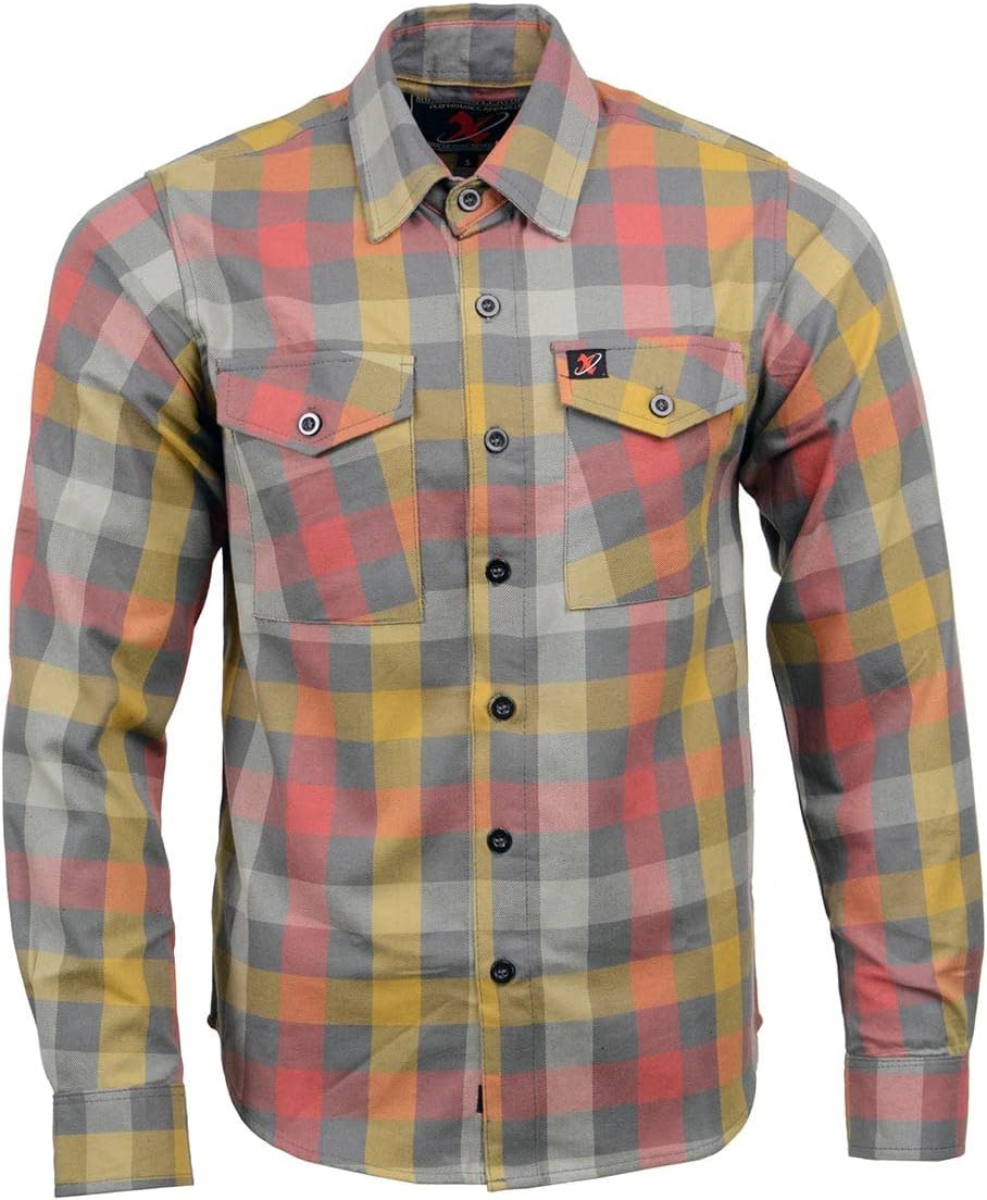 Milwaukee Leather MNG11661 Men's Gray and Red with Yellow Long Sleeve Cotton Flannel Shirt - Image 5