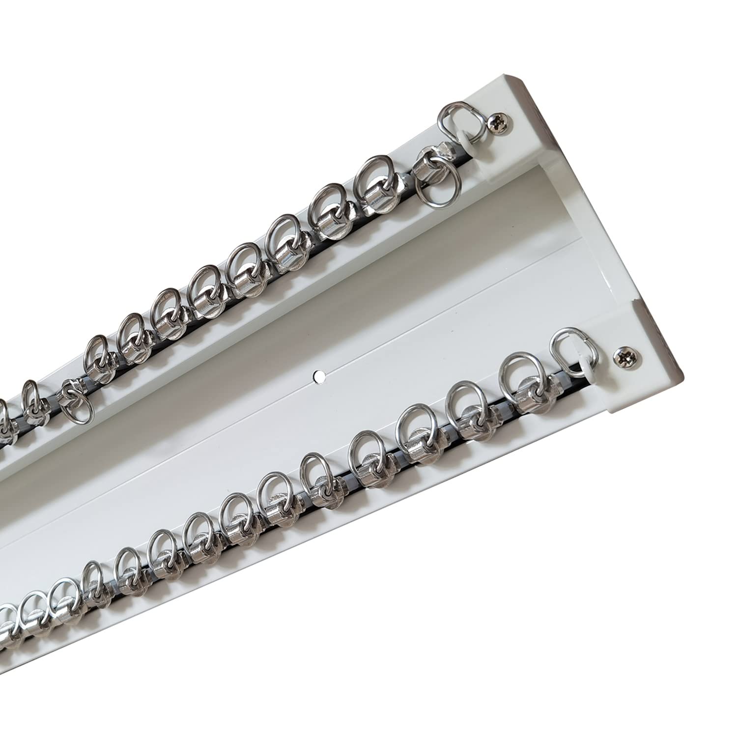 Rail de rideau double haut de gamme blanc de 3,8 m avec fixation invisible au plafond
