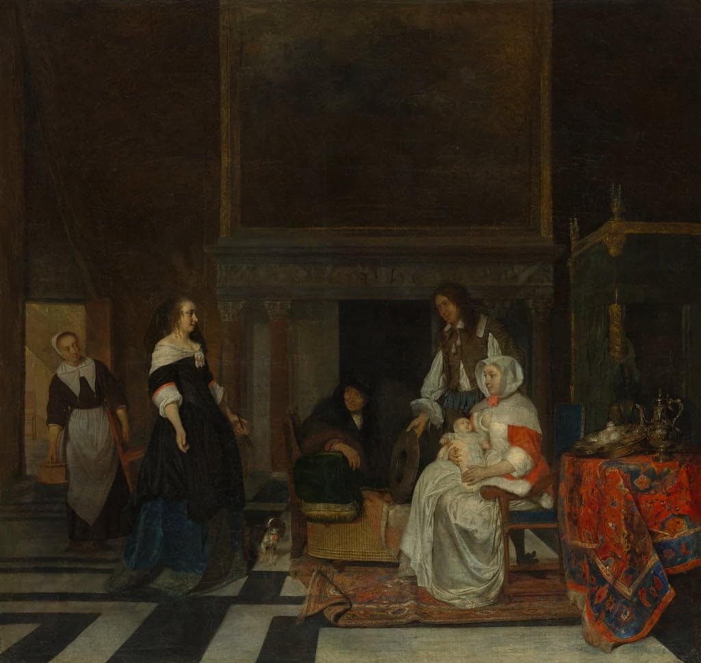 Toile Gabriel Metsu La Visite à la Nursery 60x90cm