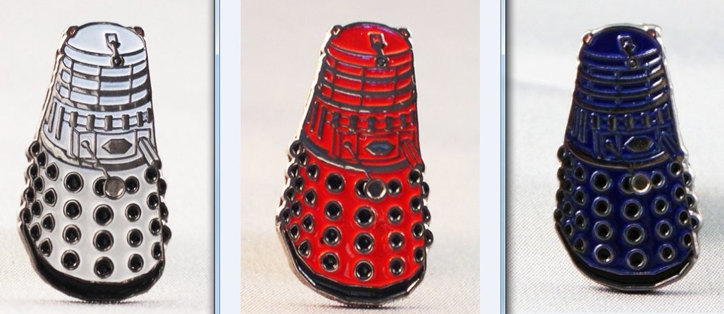 Metal Enamel Pin Badge Doctor Dr. Who Daleks - Triple Set