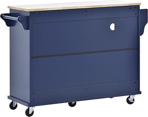 Miniatura 8 de Olela Carrito de isla de cocina con almacenamiento, mesa de cocina móvil rodante para microondas con ruedas con estantes abiertos, cajones y