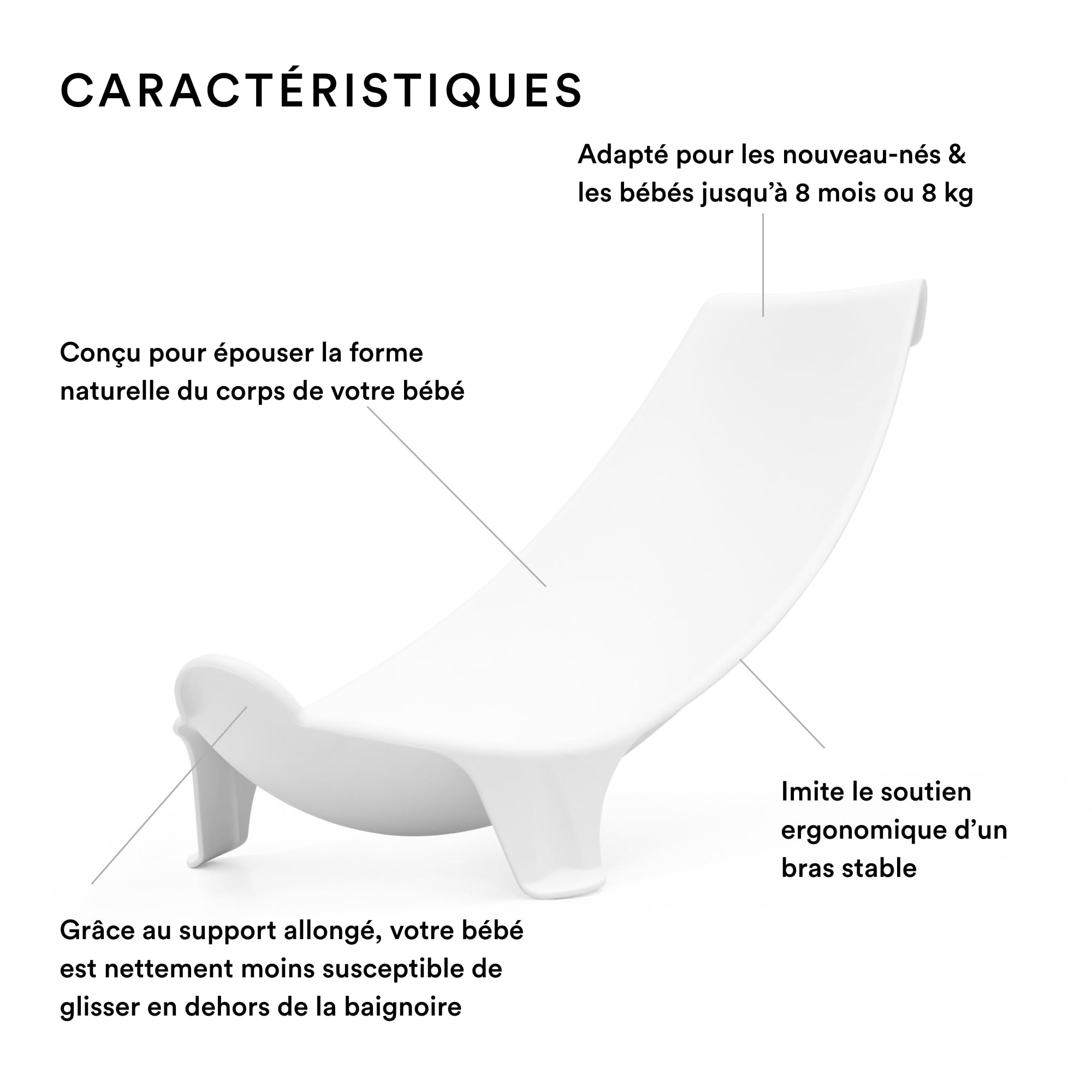 Stokke Flexi Bath Support pour nouveau-nés Blanc - Pour baignoire bébé pliable, léger et sûr jusqu'à 8 mois