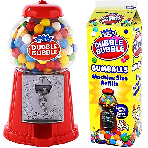 Playo 8.5" Coin Operated Gumball Machine Toy Bank - Dubble Bubble Classic Red Style Includes 20 Ounce Gumballs - Kids Coin Bank (Machine) #TOP24