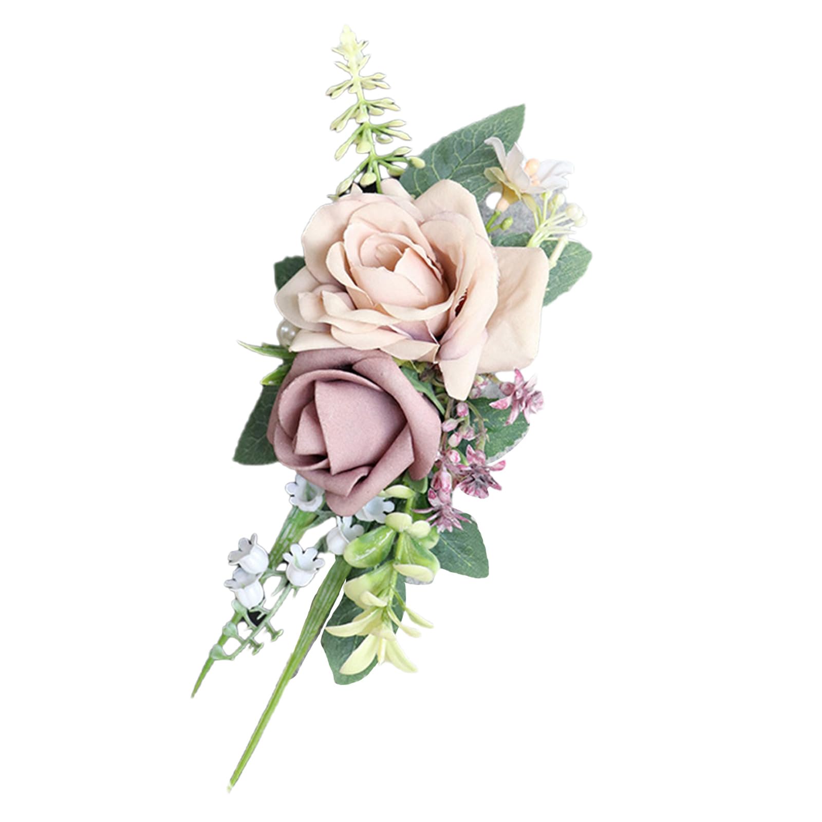 Tsophreniq Realistic Rose Boutonniere Wedding Girls Bridesmaid Wrist Flower Wristband for Wedding Ceremony Artificial Boutonniere for Weddings