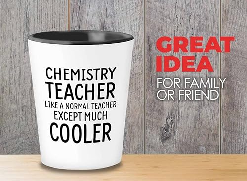 Miniatura 2 de Flairy Land Vaso de chupito para profesores, 1.5 onzas, profesor de química como un maestro normal, divertido técnico de laboratorio de moléculas