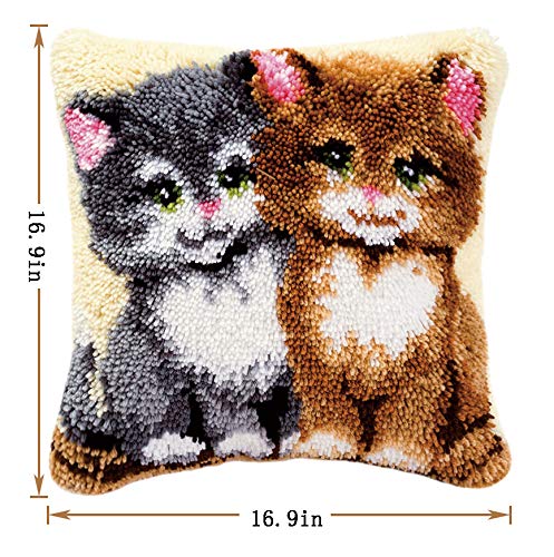 Image of clubevy Latch Hook Kits DIY Crocheting Embroidery Throw Pillow Needlework Cross Stitch Kits (Cat2)