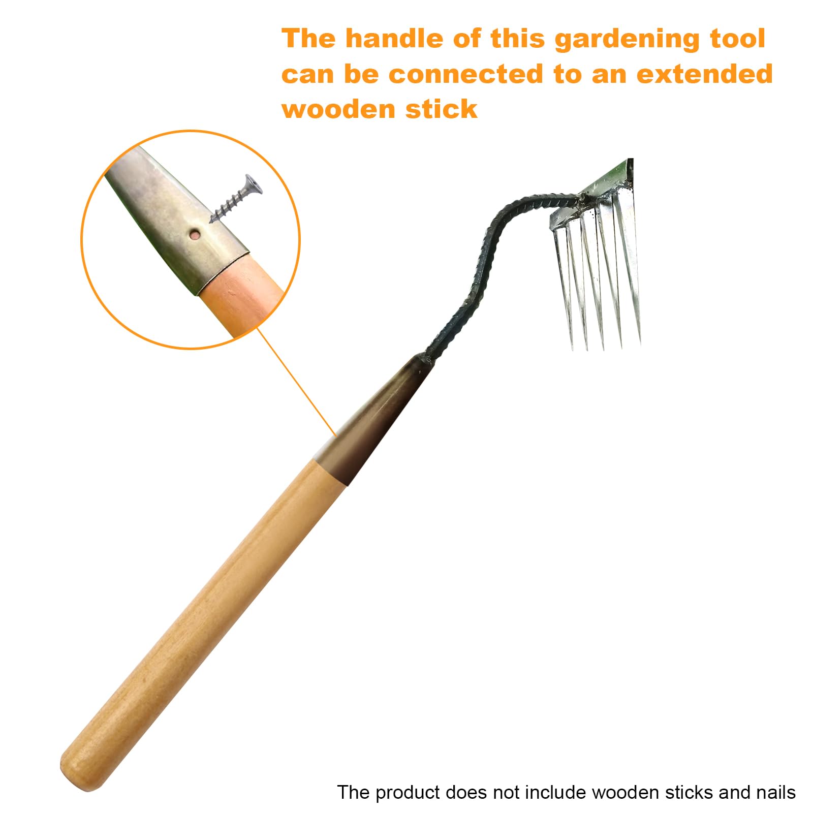 tobacco rake Heavy Duty Iron Weeding Rake 5 Steel Tines Garden Tool Heavy-Duty Iron  Weeding Rake With 5 Metal Tines