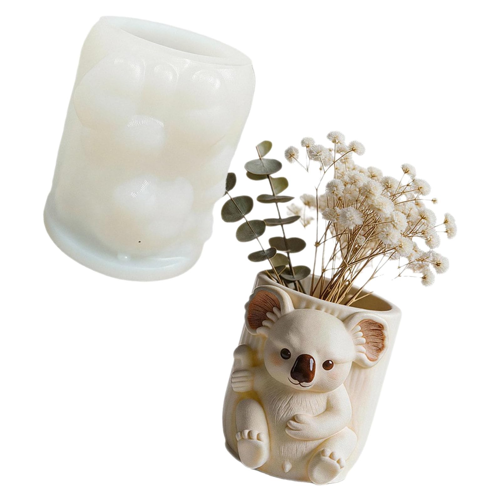 Navna Multipurpose Animal Shape Silicone Molds for Making Vase Decorative Flowerpots Pen Holder Home Decoration Epoxy Resin Bear Shaped Elastomer Cast