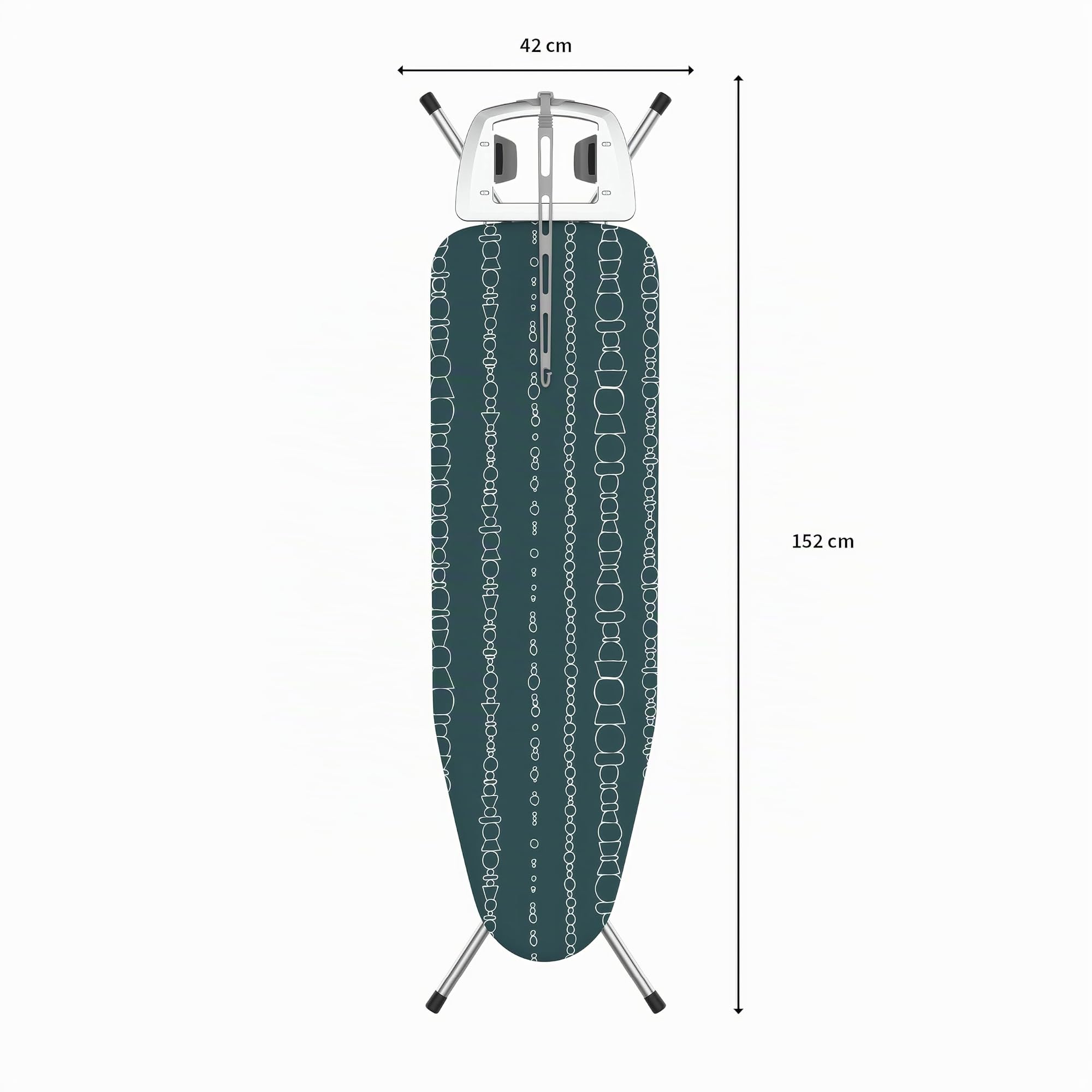 Rörets Asse da Stiro Exclusive Chrome - Premium Regolabile in Altezza, Ampio Poggiaferro, Supporto per Cavo e Sistema di Chiusura di Sicurezza - 118 x 43 x 88 cm