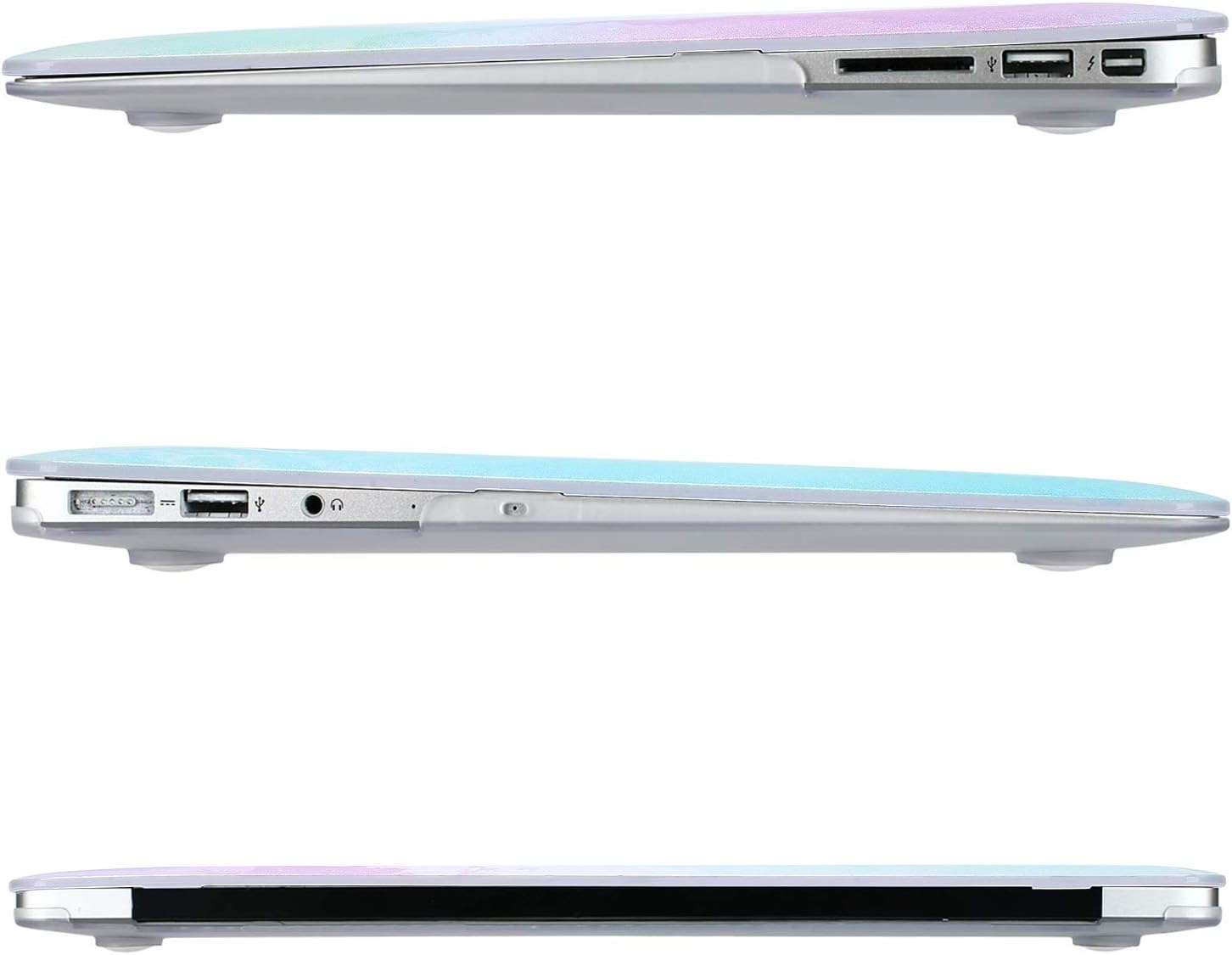MOSISO Compatible with MacBook Air 13 inch Case (Models: A1369 & A1466, Older Version 2010-2017 Release), Plastic Pattern Hard Shell Case & Keyboard Cover & Screen Protector, Rainbow Mist