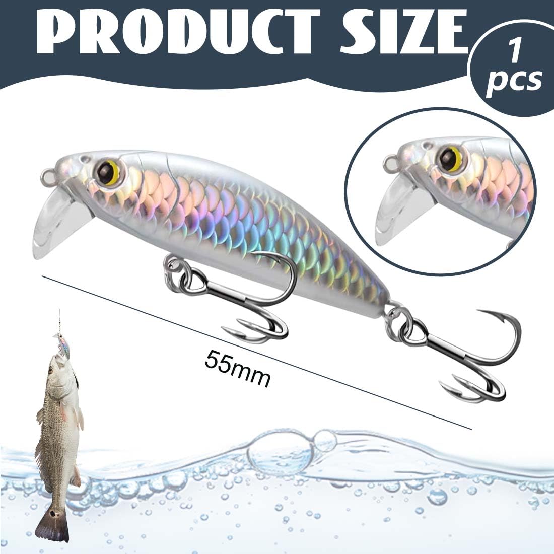 IEBTWN 1 Pieza Señuelos De Pesca Que Se Hunden, Señuelos Pesca, 7.5G Plantillas De Cebos De Pescado Giratorios Duros De Metal Para Perca De Trucha Lucio De Lubina De Salmón
