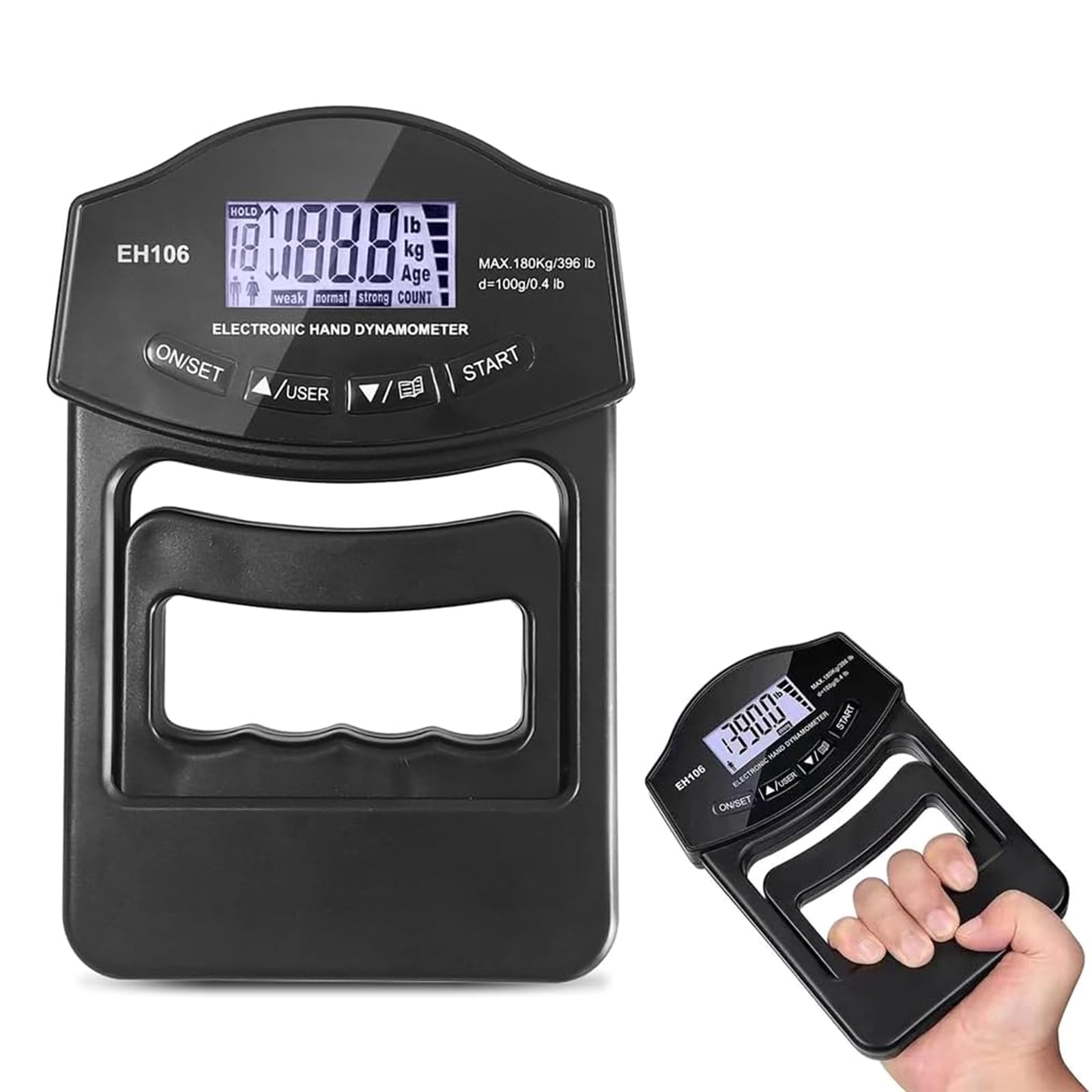 Medidor de mano digital, dinamómetro de mano, manómetro portátil, 180 kg