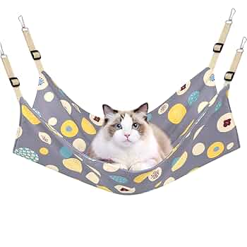 猫 ペット ハンモック 高品質なデザイン 快適 Size:M-四角型_Color:グレー JUNSPOW 猫ハンモック【デブ猫の