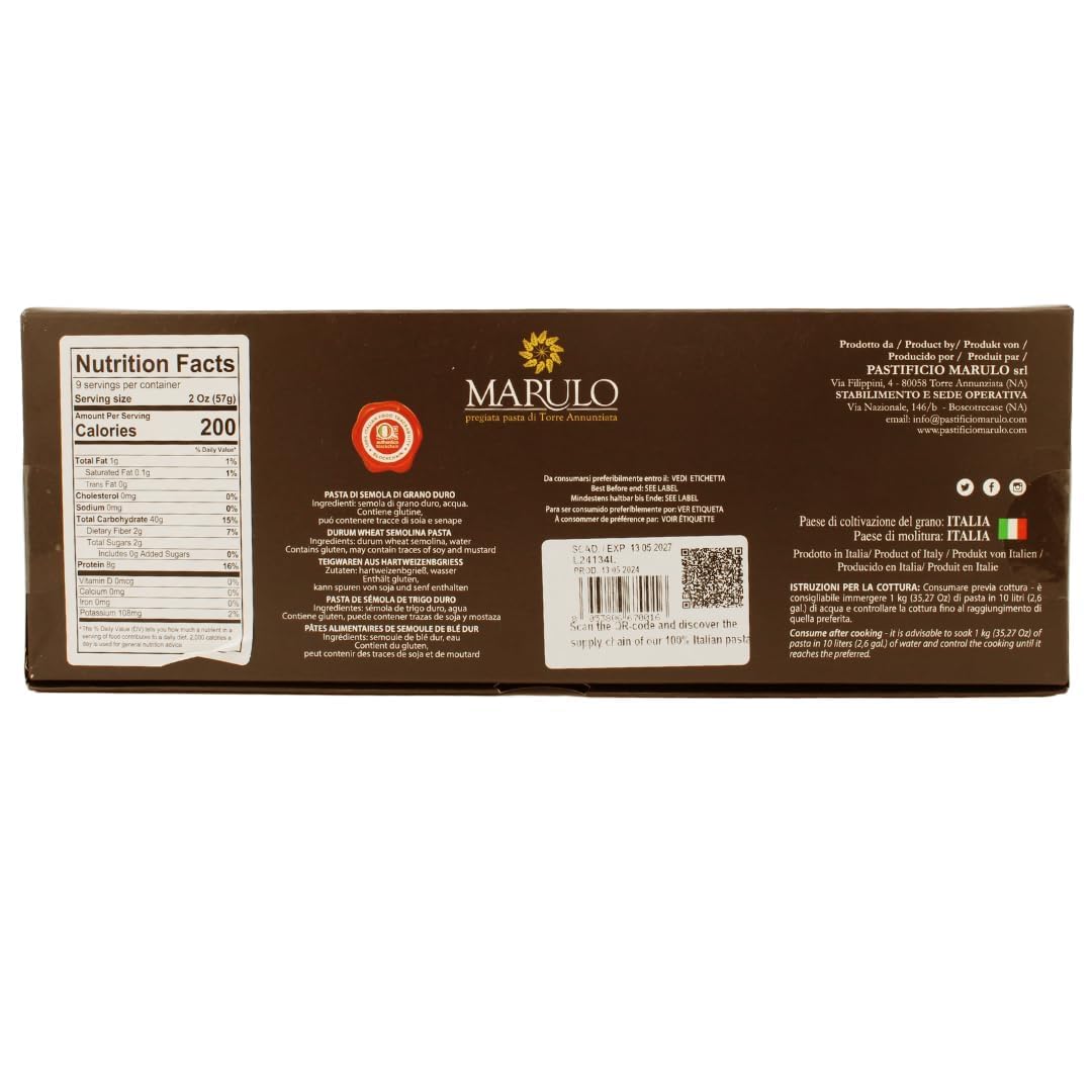 Marulo Italienische Spaghetti-Pasta, Bronzeschliff, 500 g, 12 Stück, Premium-Hartweizen, + Schlüsselanhänger italy shop service