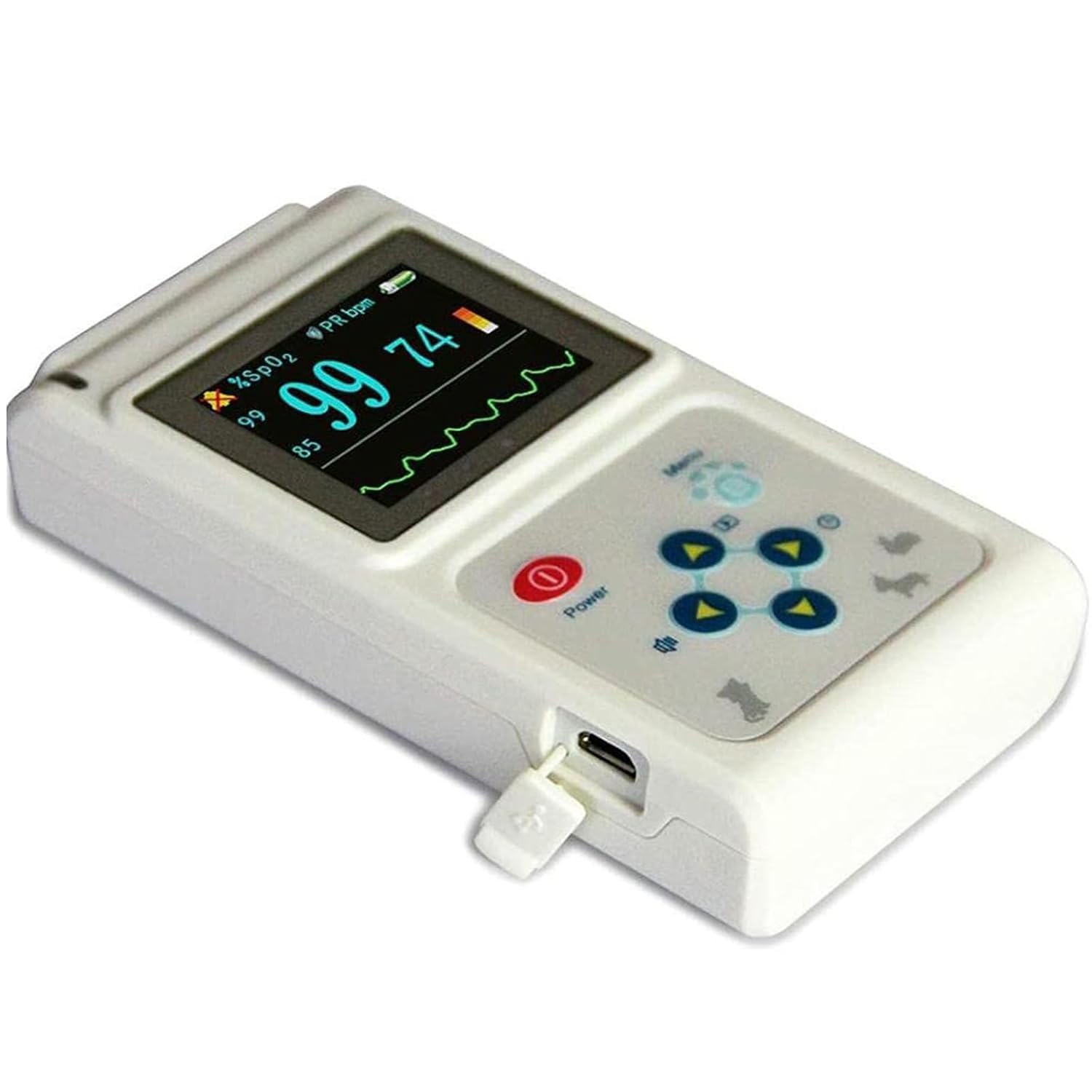 BLUEZY Veterinär-Pulsoximeter, Tragbares Veterinär-Blutdruckmessgerät, 1,8-Zoll-LCD-Display, Mit Wiedergabe, Echtzeit-Übertragungs- Und Speicherfunktion, Pulsfrequenzmessgerät Für Katzen/Hunde