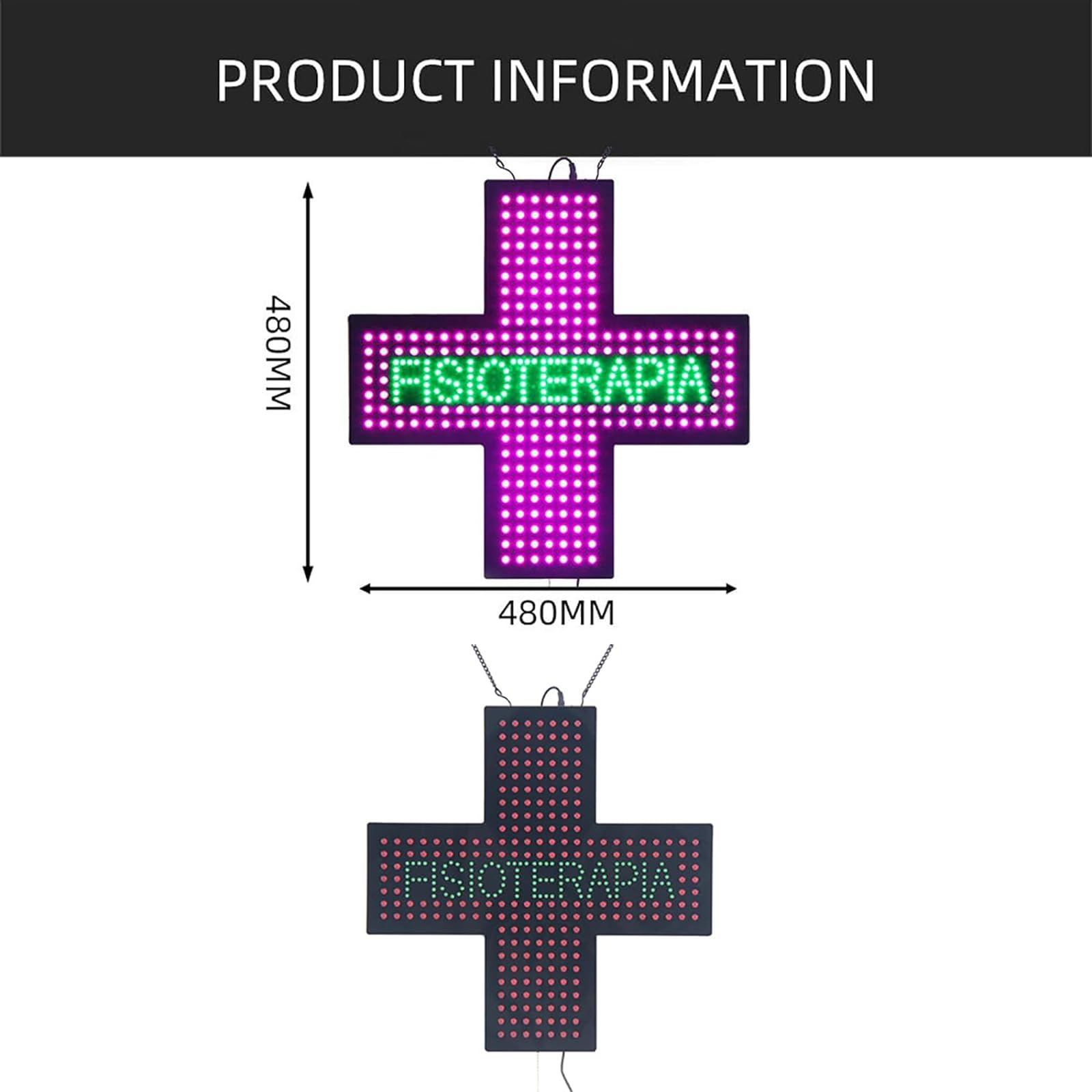 Señal De Farmacia LED Cruzada, Accesorios De Decoración De Paredes Comerciales, 3 Modos (luz Continua/Intermitente/Intermitente Total)/Verde/Ahorro De Energía, para Hoteles, Clubes