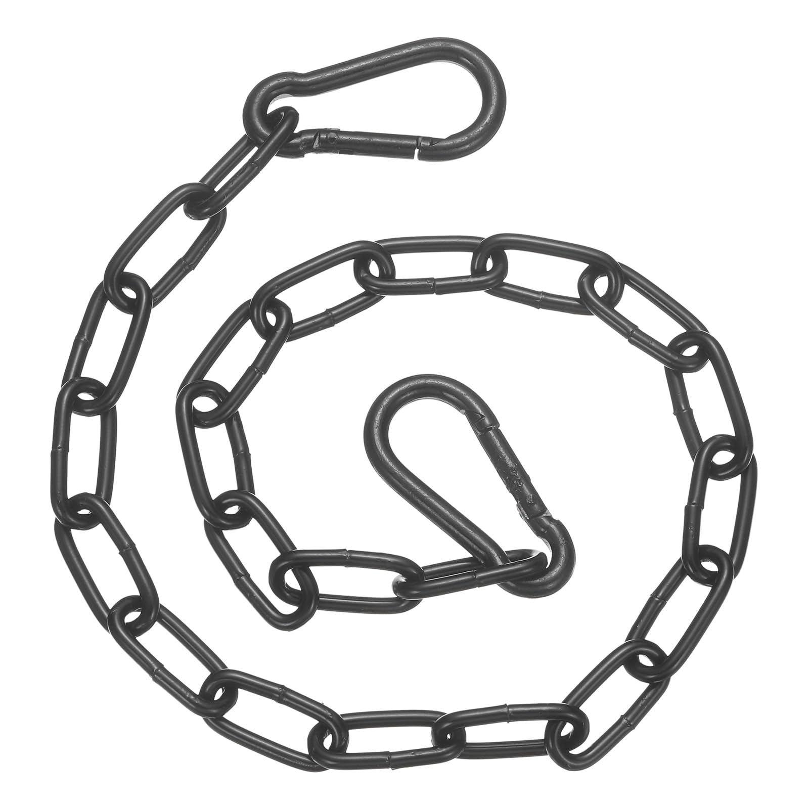 PATIKIL Gate Chain Lock, 19 in x 2.5mm Chain Dia Alloy Steel Hanging Chain Lock with 2 Open Clasps for Stall Barn Fence Gate Hammock Swing Punching Bags Sandbag Yoga Gym, Black