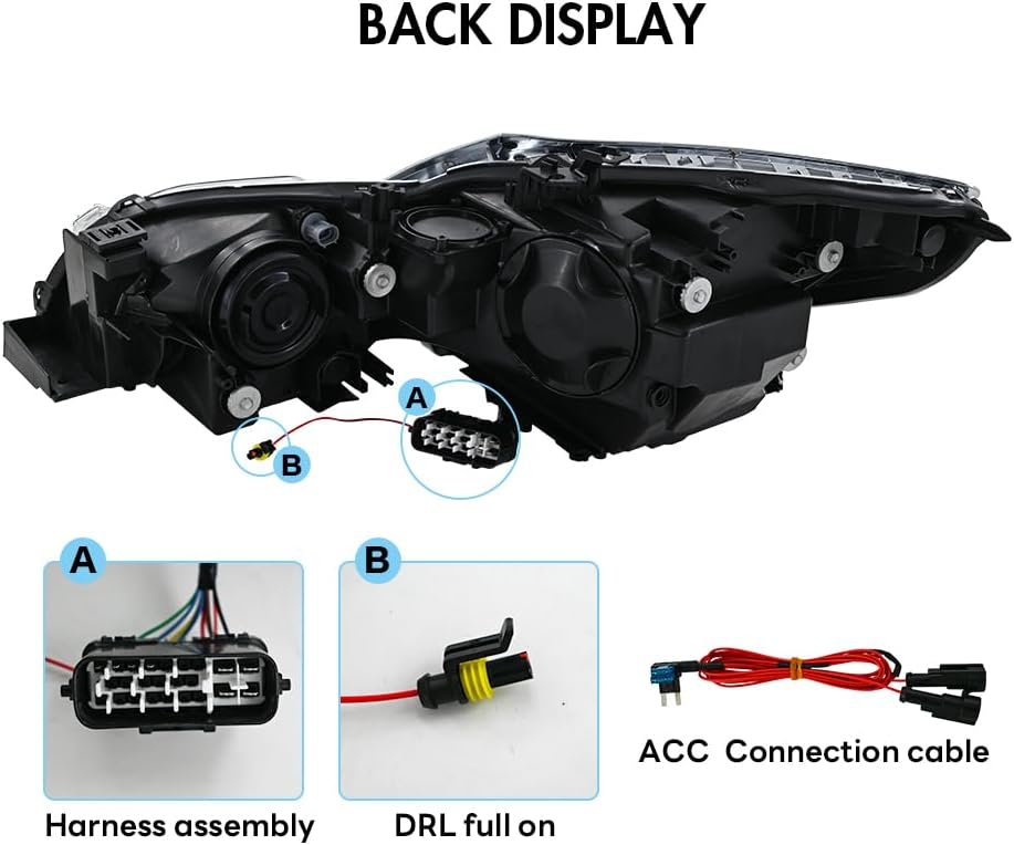 Headlights for 2006-2011 Lexus GS300 GS350 GS430 GS450h GS460 3rd Gen Frontlamp with Start-up Animation Amber Sequential Turn Signal Driver&Passenger Side Front Head Lamp 1 Pair