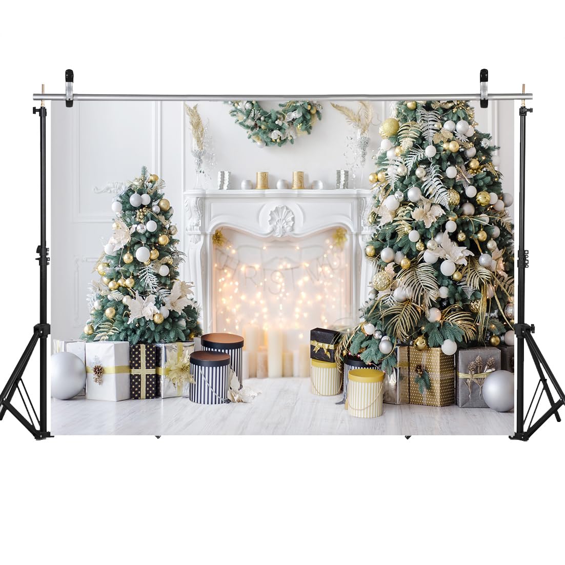 WOLADA 10x8FT Fireplace Backdrop Christmas Backdrop Fireplace Backdrops for Photography Xmas Home Party Decoration Backdrop Christmas Wall Backdrop Kids Christmas Photo Backdrop 11973