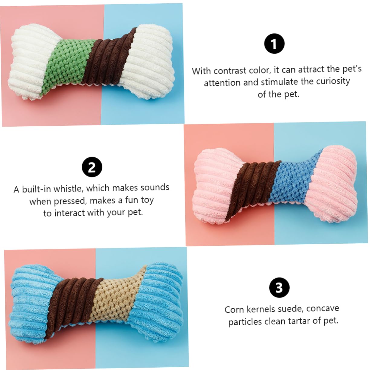 FRCOLOR 3sätze Teiliges Plüsch-kauspielzeugen Für Katzen Und Hunde Quietschend Geeignet Zufälligen Farben Fördert Spielspaß Und Hilft Beim Stressabbau