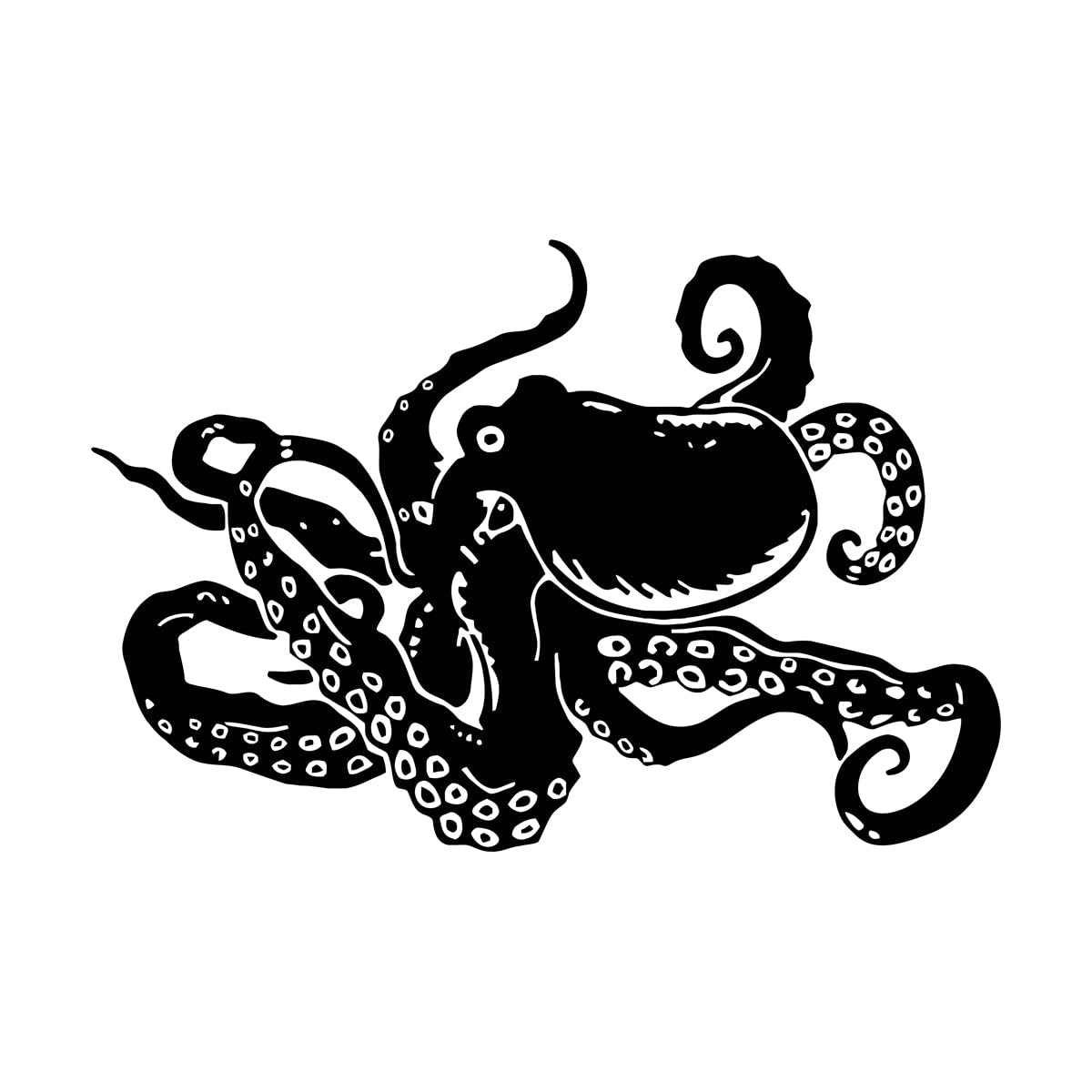 Marine Life Octopus Body Tentacles Bathroom Wall Decals PVC 32x48cm Self Adhesive Small Black